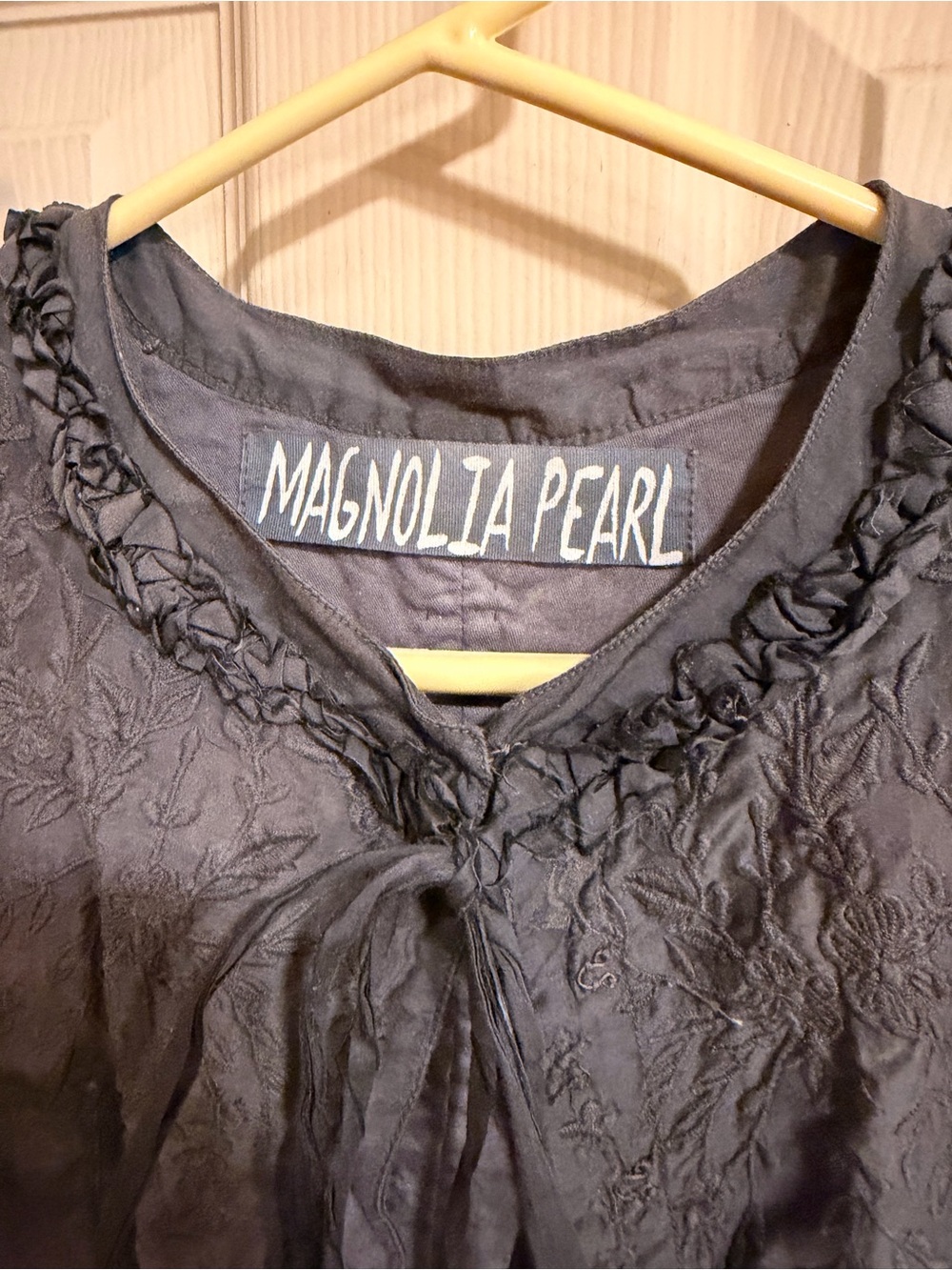 Magnolia Pearl Textured Tie-Front Cropped Inna Jacket tails charcoal silk cotton - Picture 3 of 10
